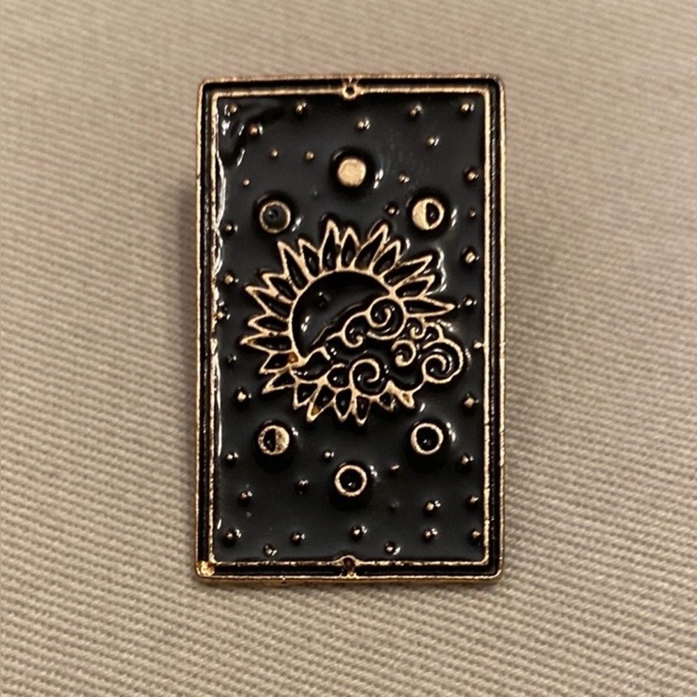 Enamel Pin Tarot Style Sun, Moon & Sky | The Heavens Can Rest On Your Hat